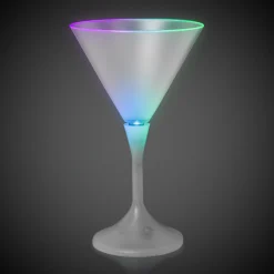 Best Windy City Novelties LED 7 oz. Frosted Martini Glass With White Stem