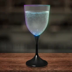 Clearance Windy City Novelties LED 10 oz. Frosted Wine Glass Black Stem