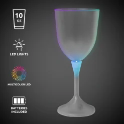 Windy City Novelties LED 10 oz. Frosted Wine Glass White Stem