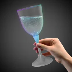 Windy City Novelties LED 10 oz. Frosted Wine Glass White Stem