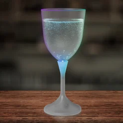 Windy City Novelties LED 10 oz. Frosted Wine Glass White Stem