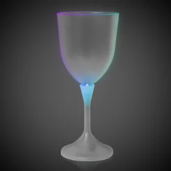 Windy City Novelties LED 10 oz. Frosted Wine Glass White Stem