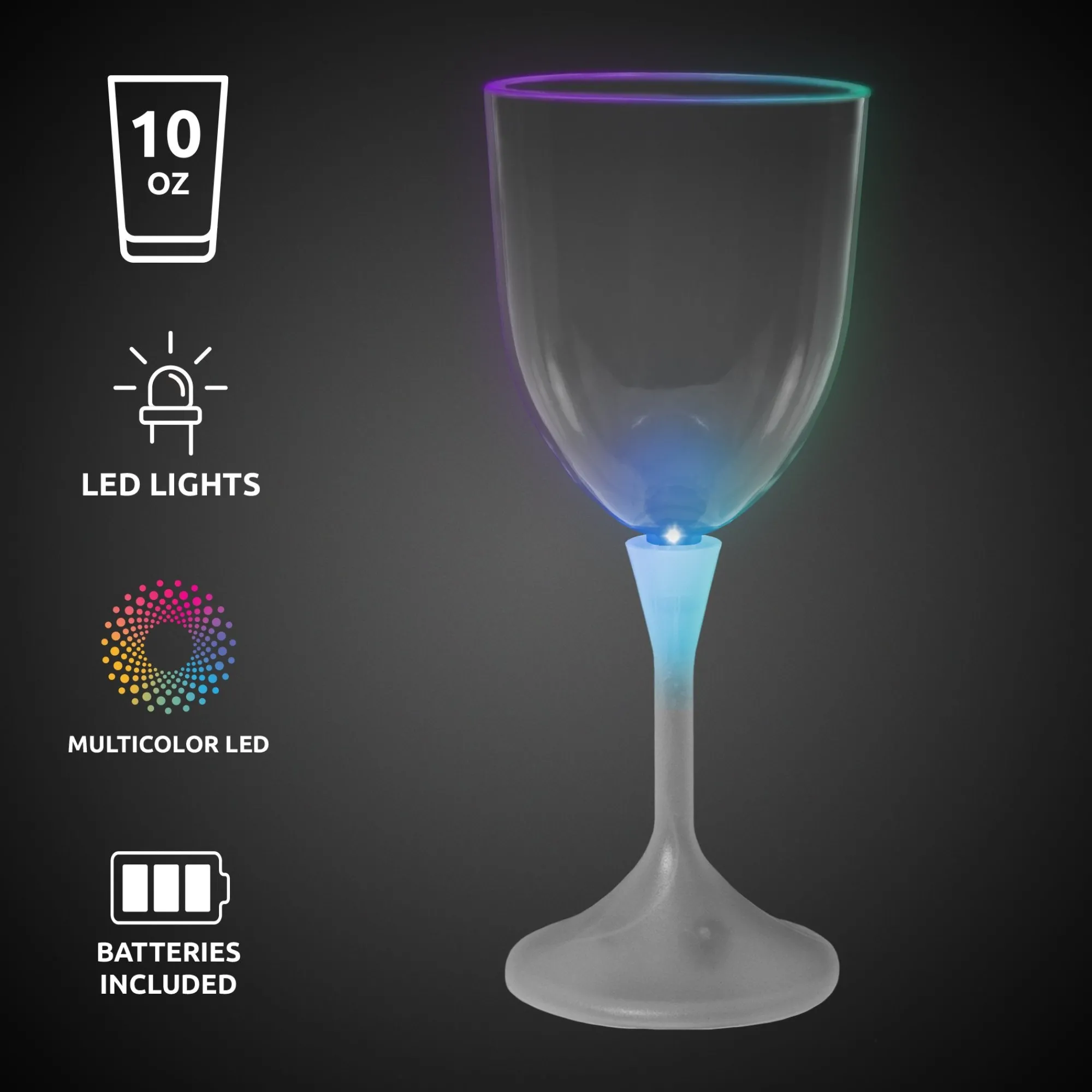 Hot Windy City Novelties LED 10 oz. Wine Glass White Stem