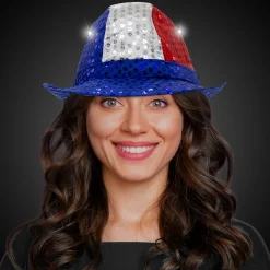 Hot Windy City Novelties LED Patriotic Sequin Fedora Hat