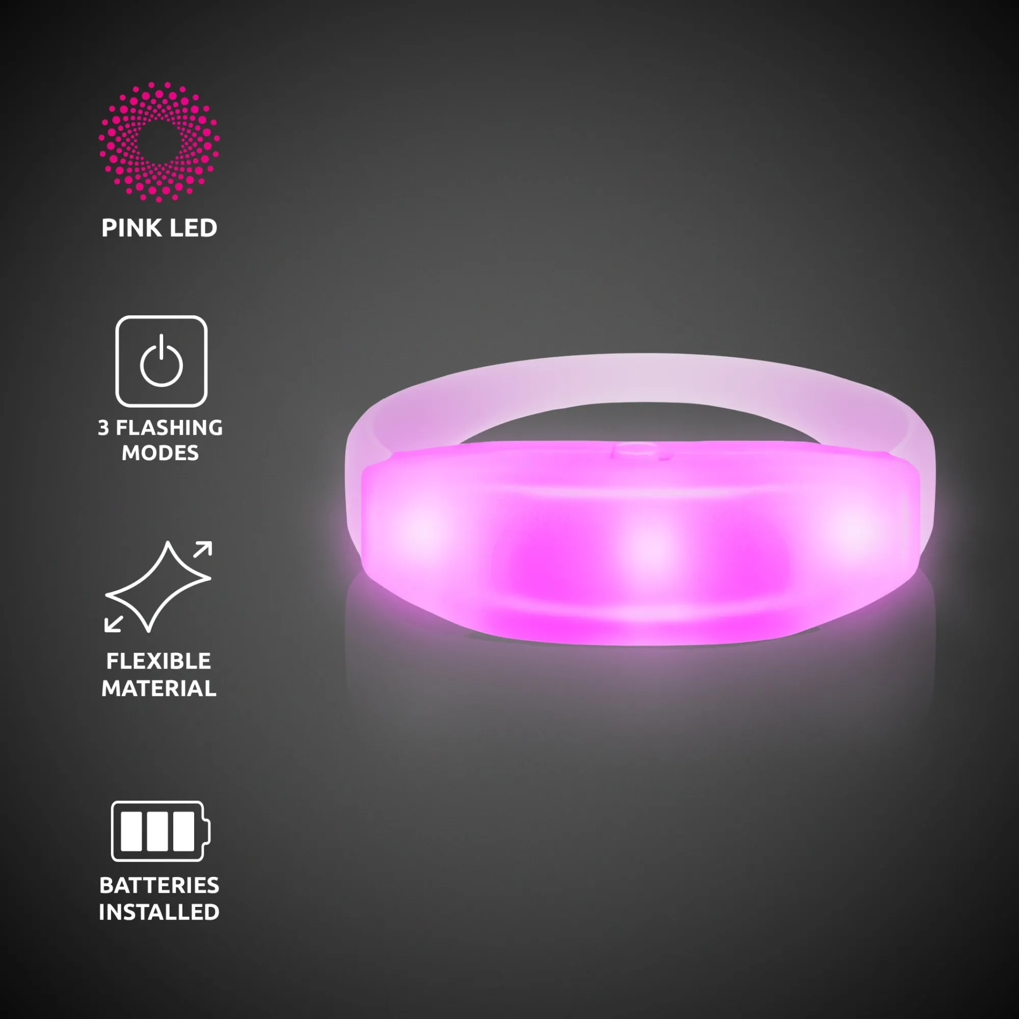 Clearance Windy City Novelties LED Stretchy Bangle Bracelet Pink
