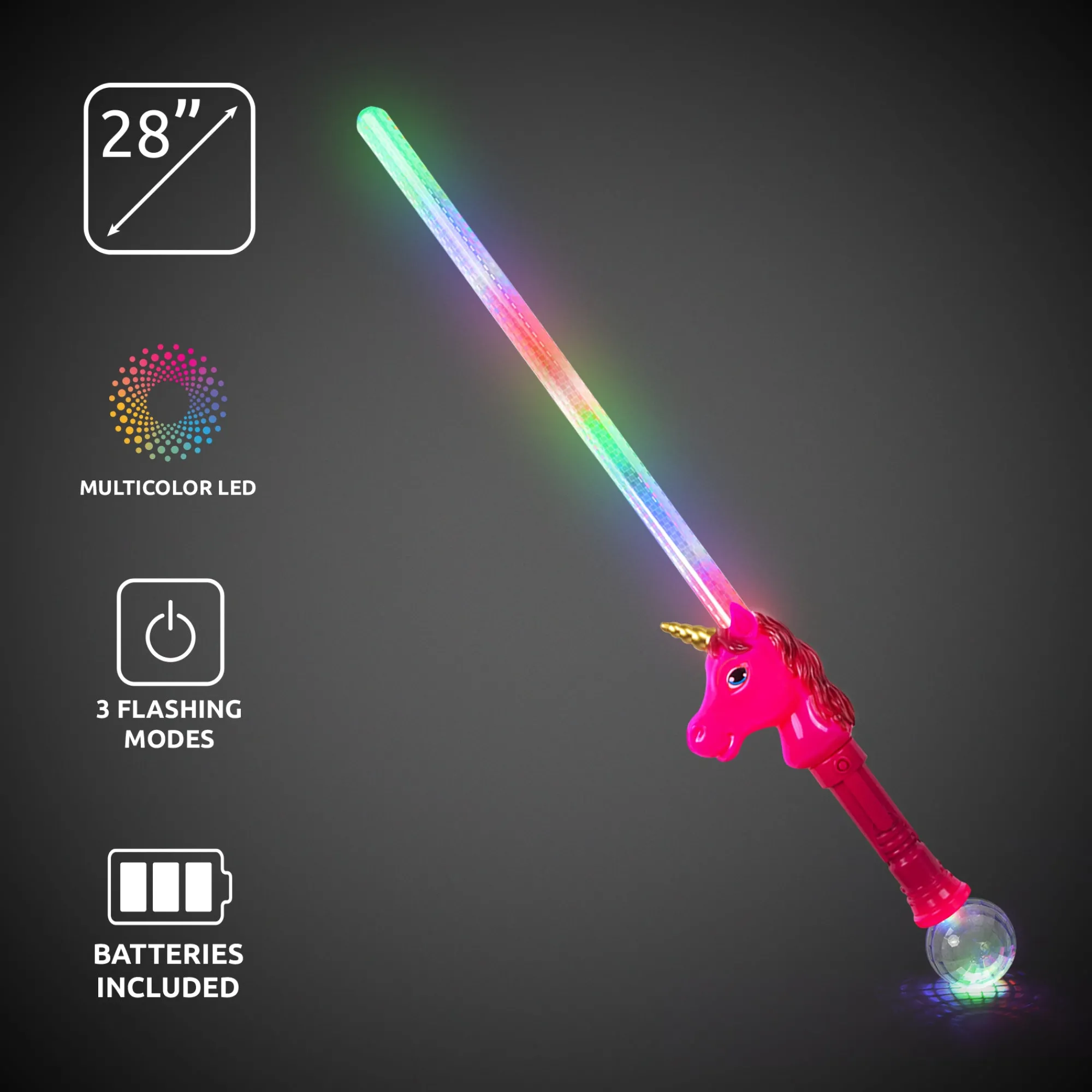 Clearance Windy City Novelties LED Pink Unicorn Sword