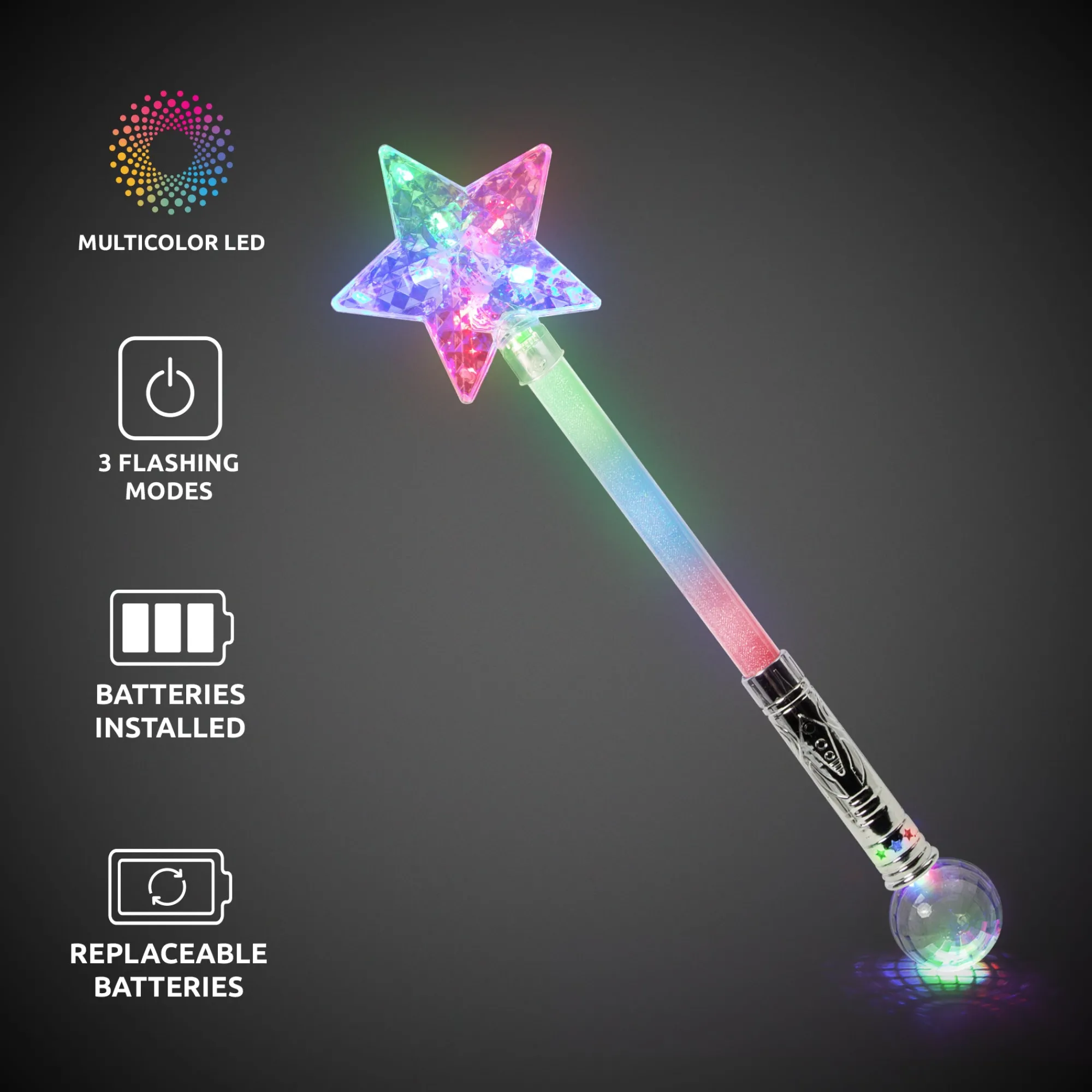 New Windy City Novelties LED Prism Star Wand