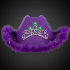 Discount Windy City Novelties LED Purple Cowboy Hat with Tiara