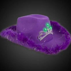 Discount Windy City Novelties LED Purple Cowboy Hat with Tiara