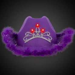 Discount Windy City Novelties LED Purple Cowboy Hat with Tiara