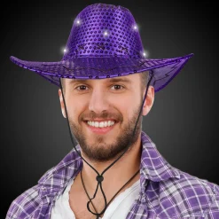 Discount Windy City Novelties LED Sequins Cowboy Hat Purple