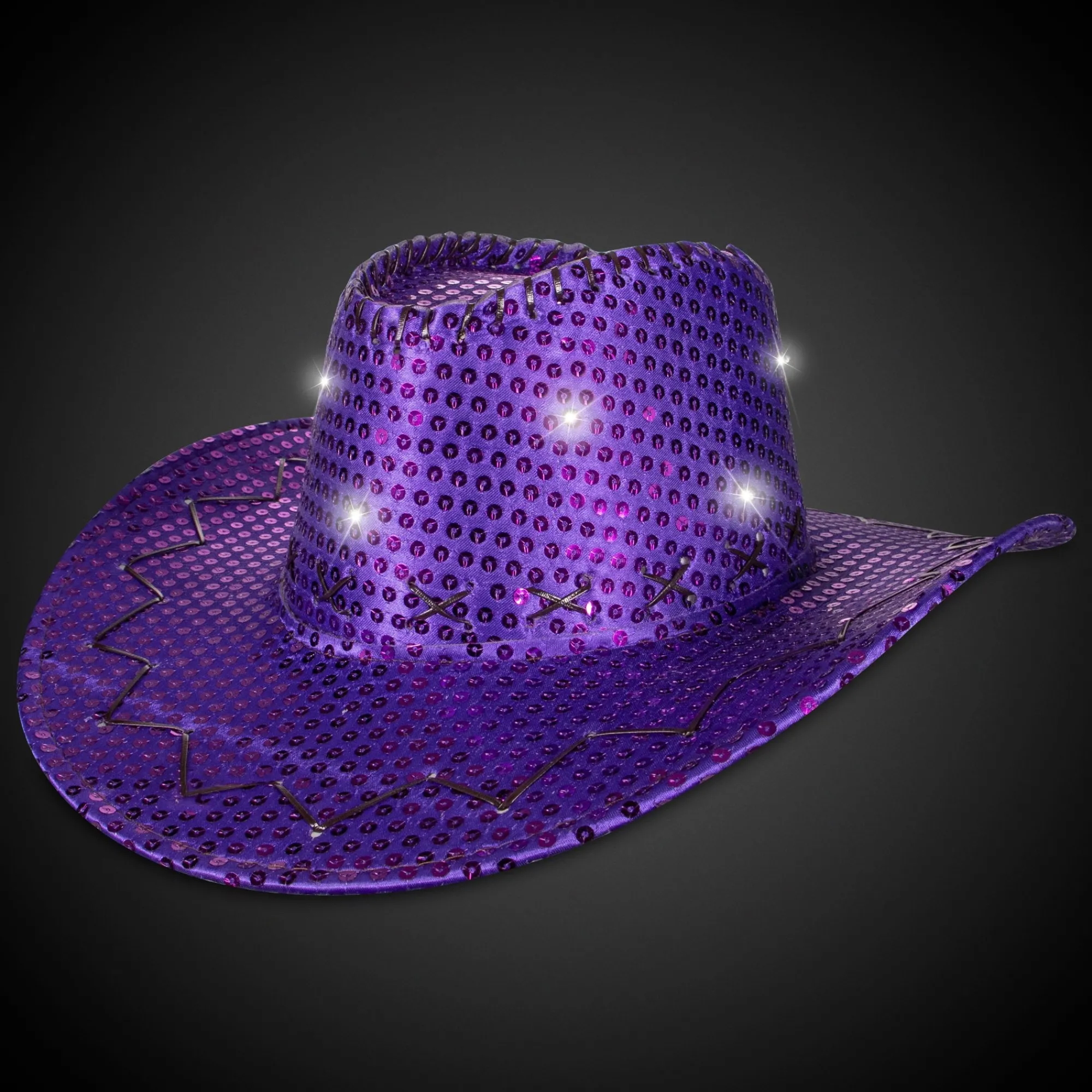 Discount Windy City Novelties LED Sequins Cowboy Hat Purple