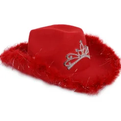 Hot Windy City Novelties LED Red Cowboy Hat with Tiara