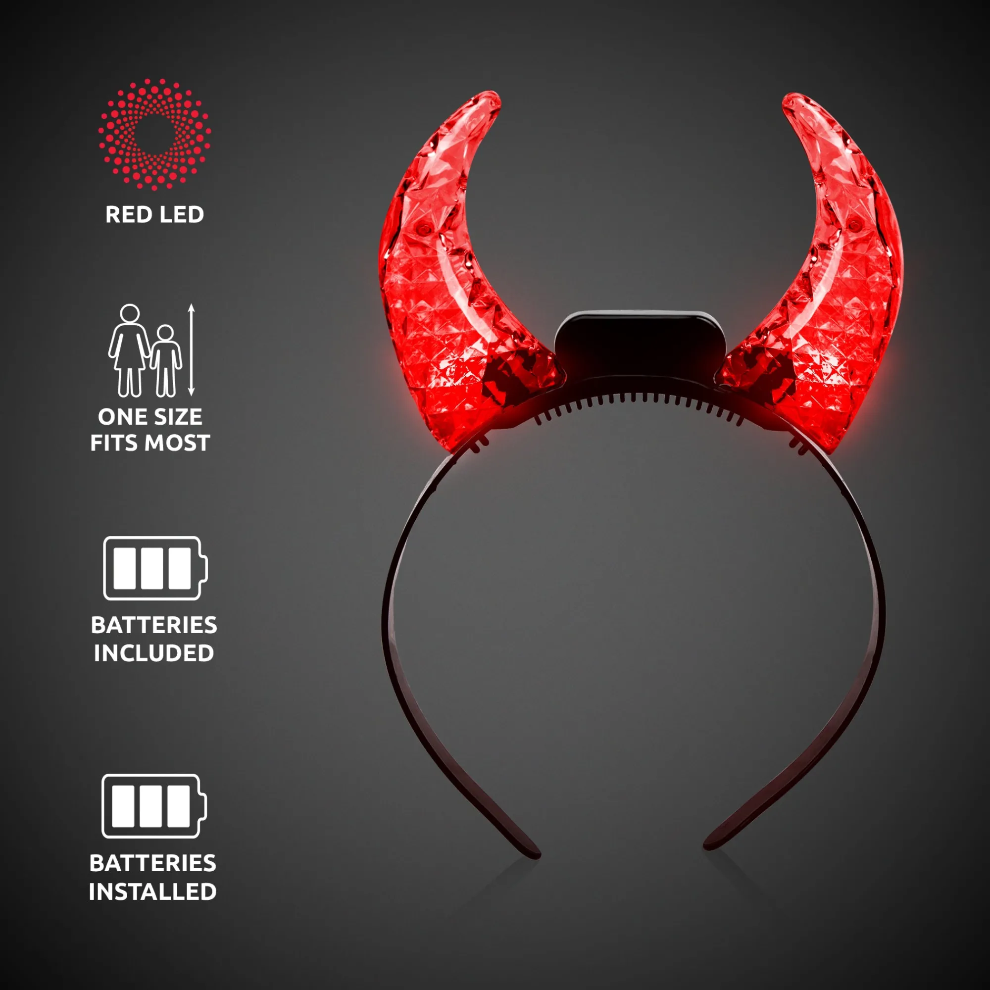New Windy City Novelties LED Red Crystal Devil Horns Headband