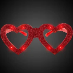 Online Windy City Novelties LED Heart Glitter Glasses Red