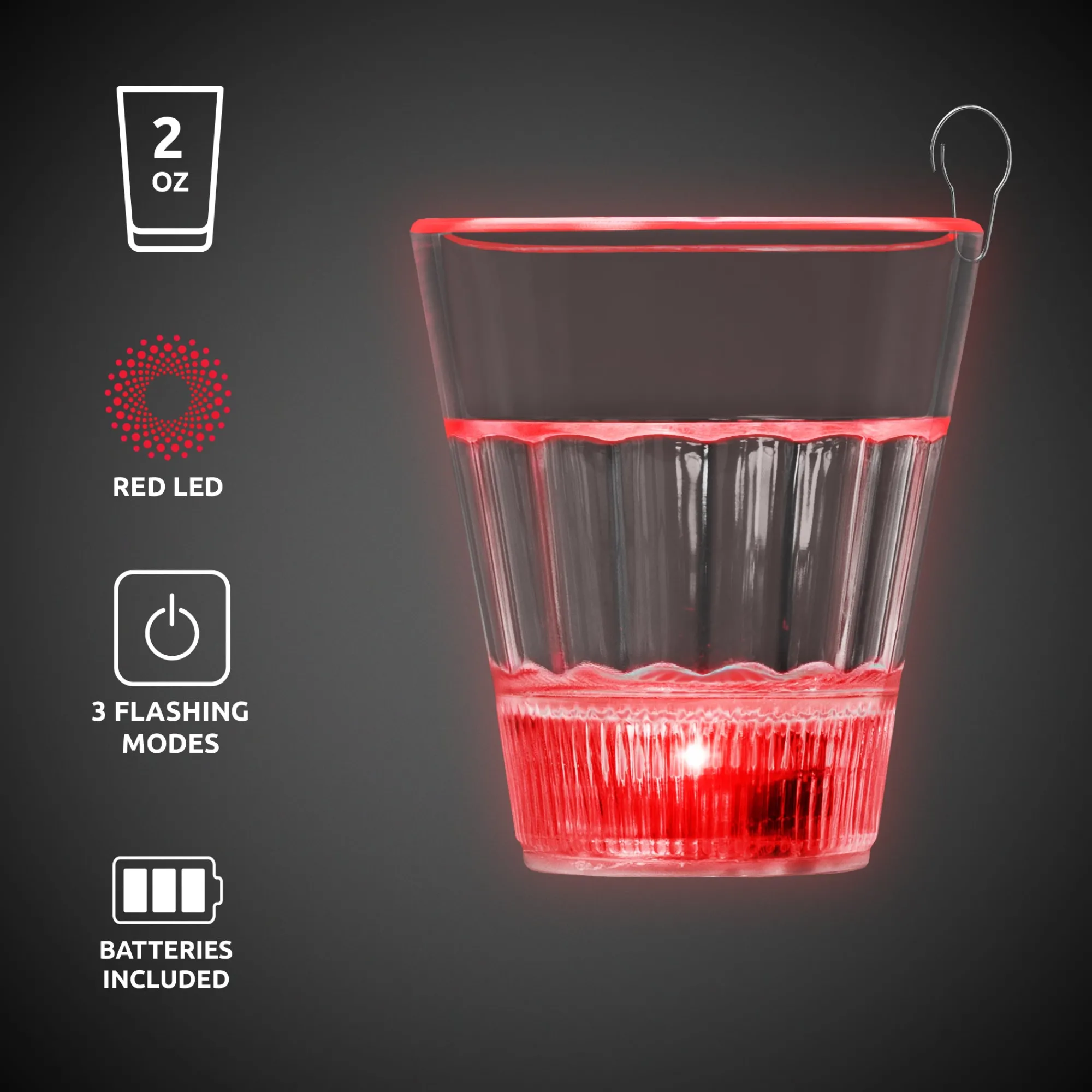 Hot Windy City Novelties LED 2 oz. Shot Glass with Clip Red