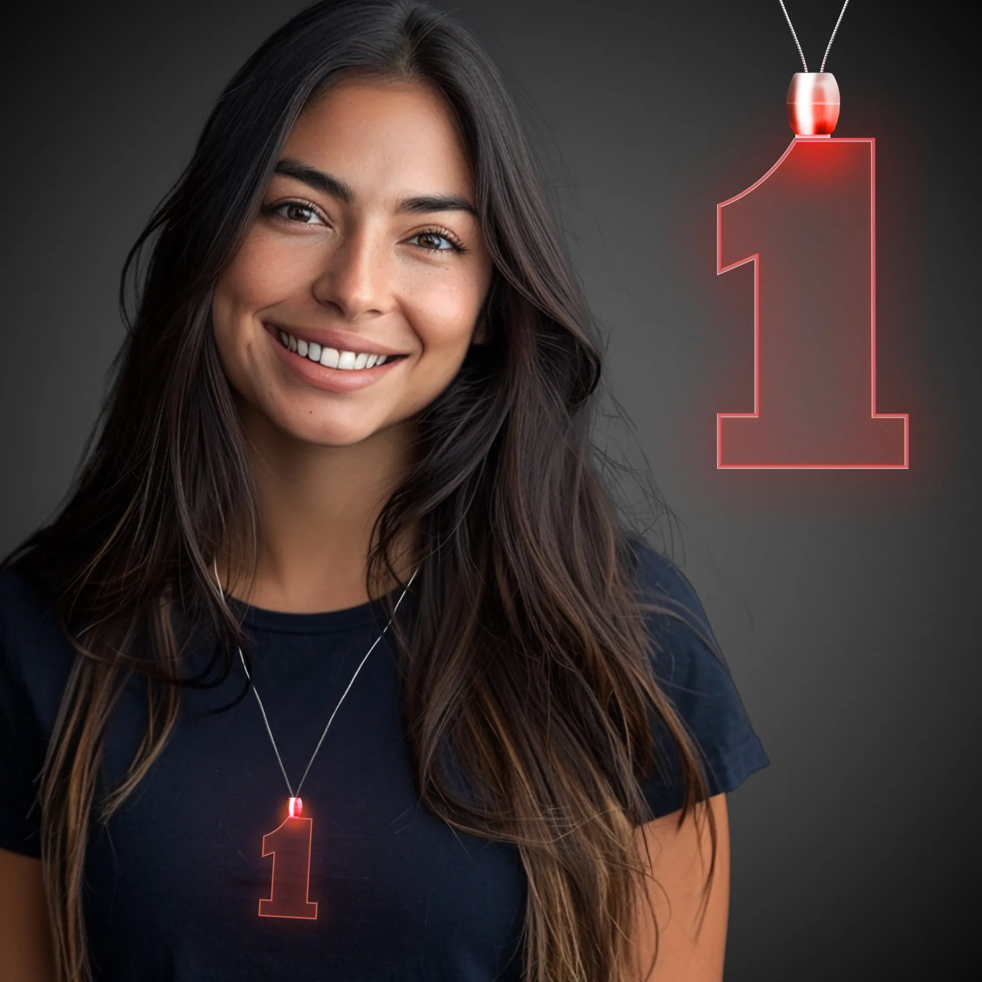 Windy City Novelties LED Red #1 Pendant Necklace