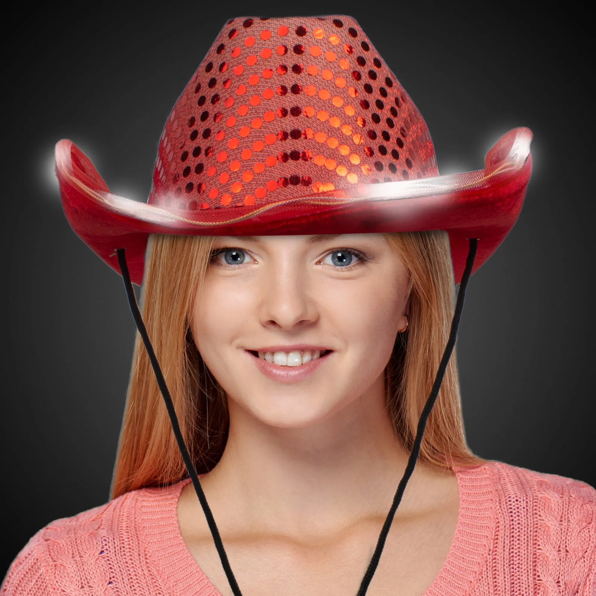 Outlet Windy City Novelties LED Sequin Cowboy Hat Red