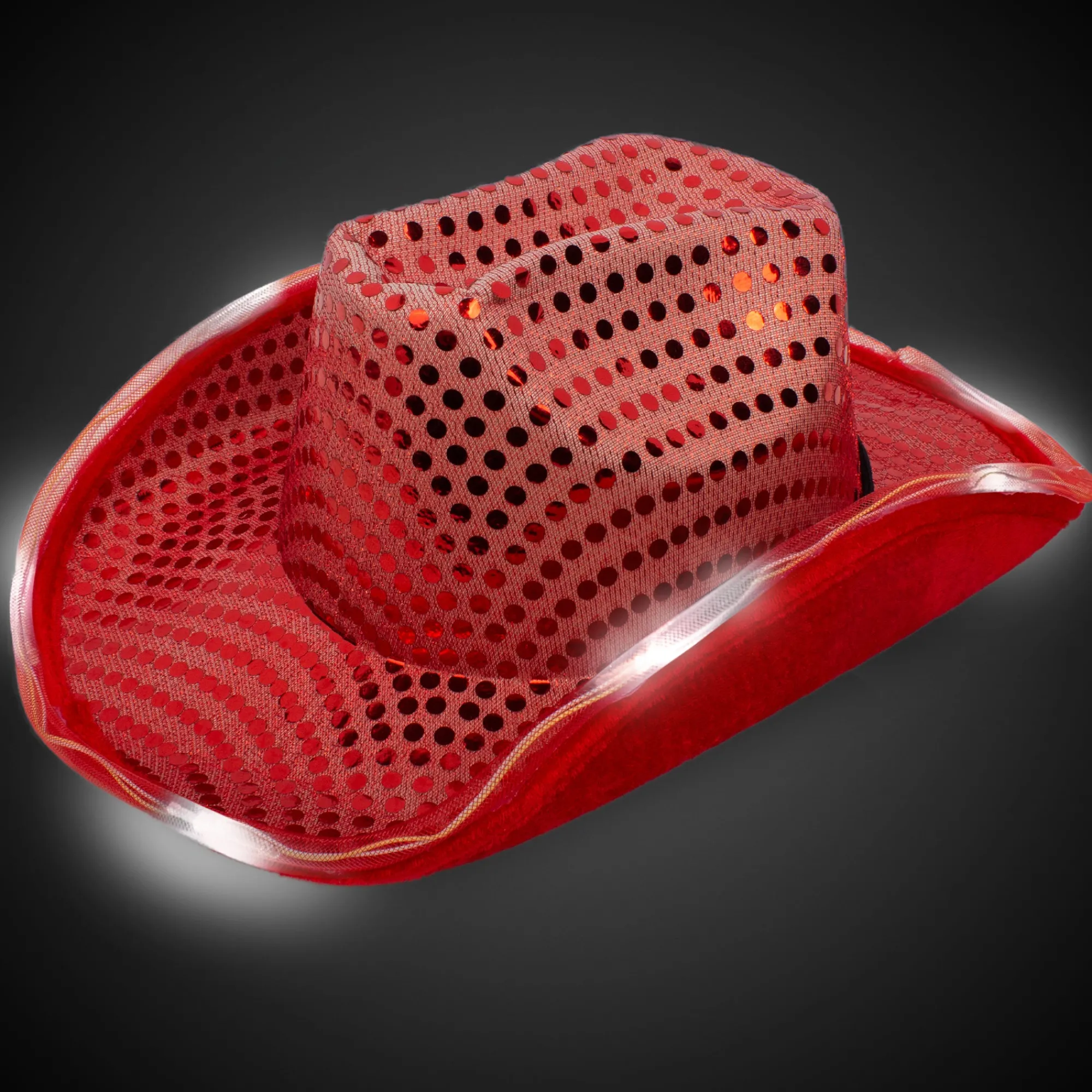 Outlet Windy City Novelties LED Sequin Cowboy Hat Red