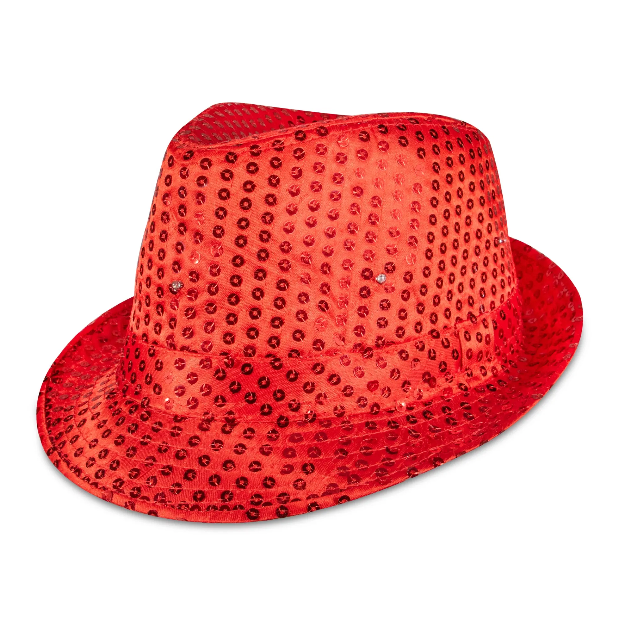 Hot Windy City Novelties LED Sequin Fedora Hat Red