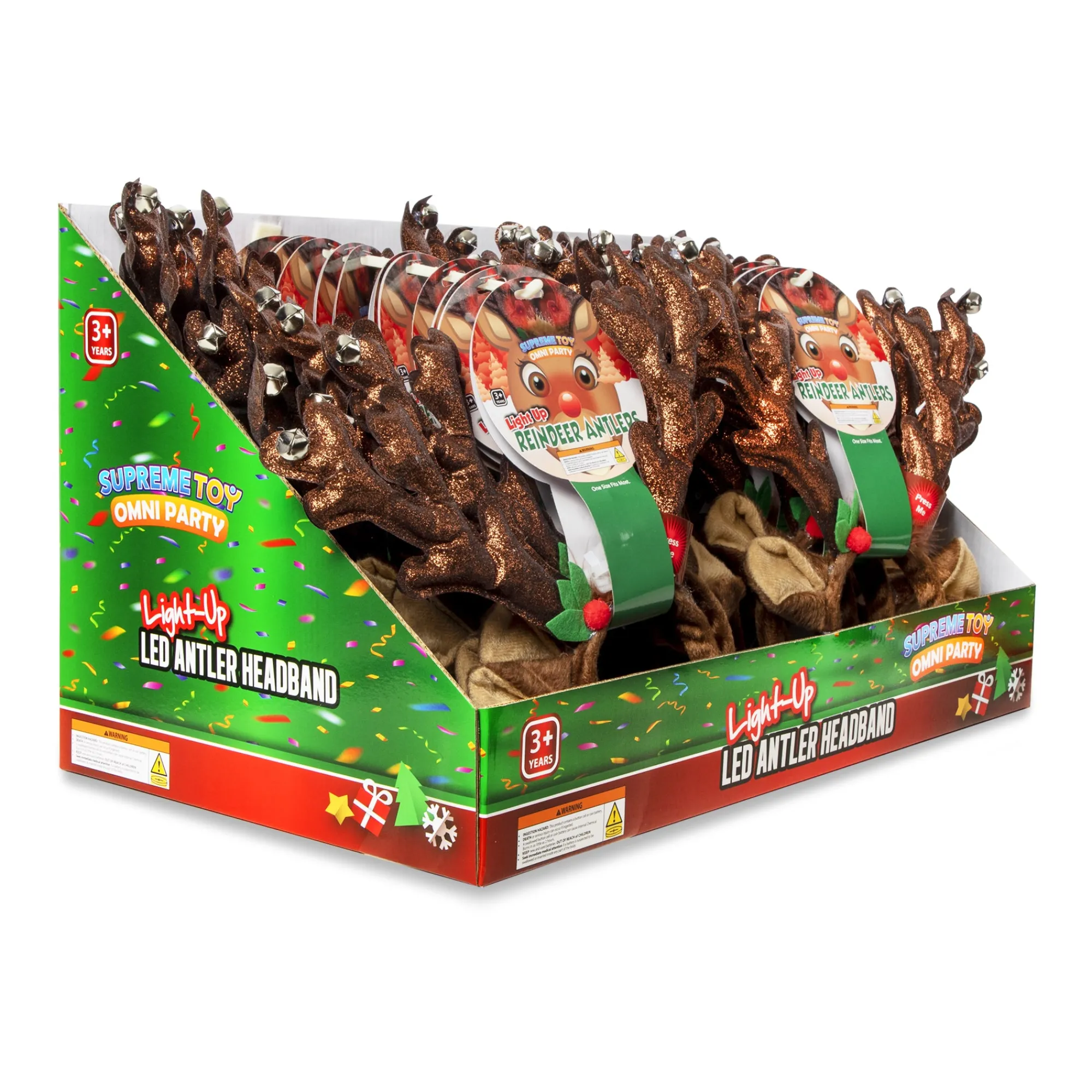 Clearance Windy City Novelties LED Reindeer Antlers Headbands Retail Display