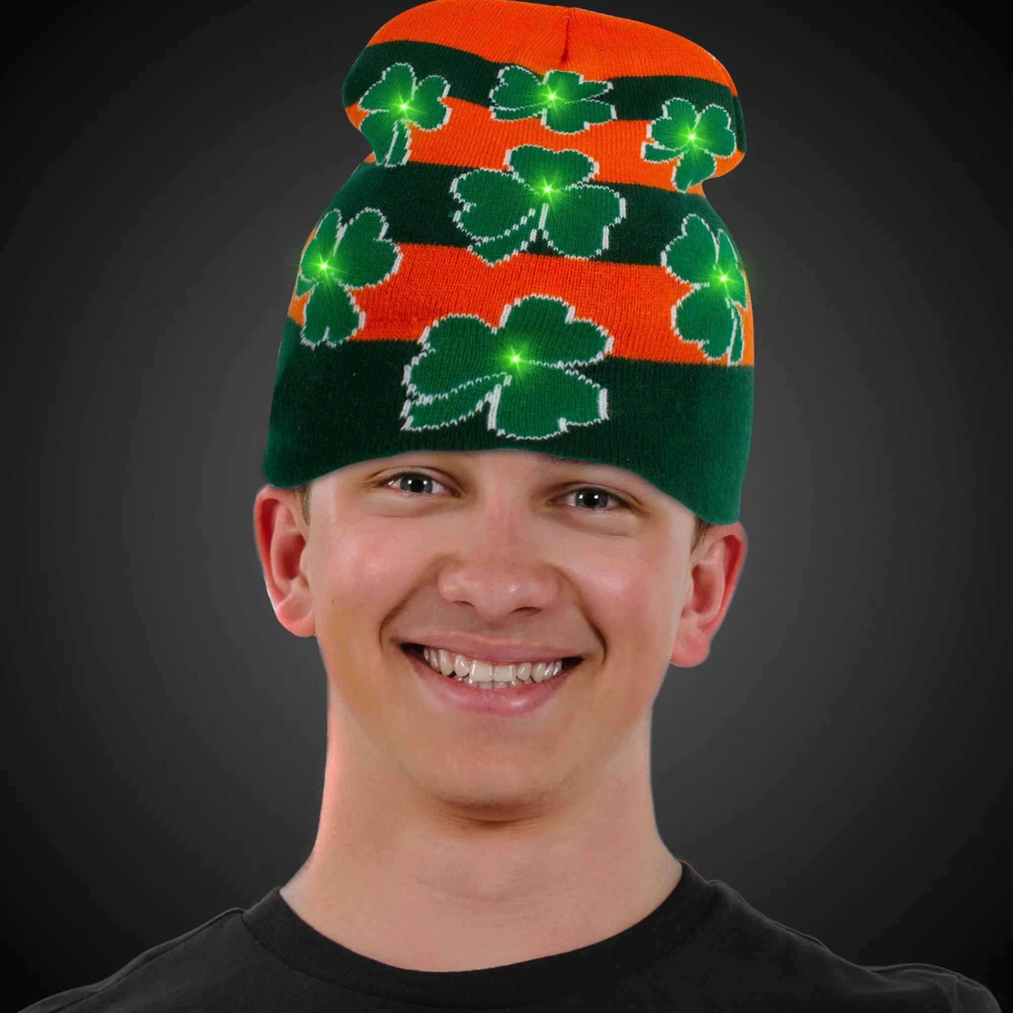 Windy City Novelties LED Shamrocks Knit Beanie