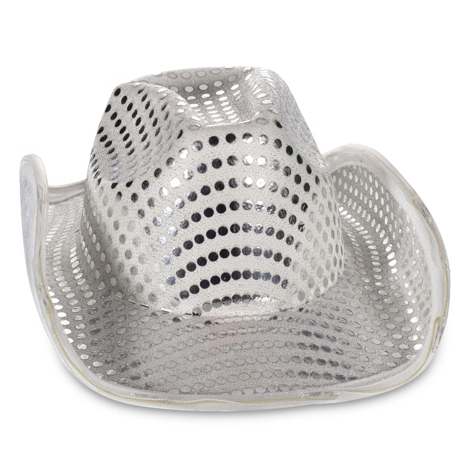New Windy City Novelties LED Silver Sequin Cowboy Hat