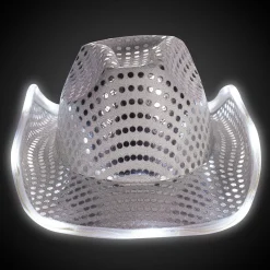 New Windy City Novelties LED Silver Sequin Cowboy Hat