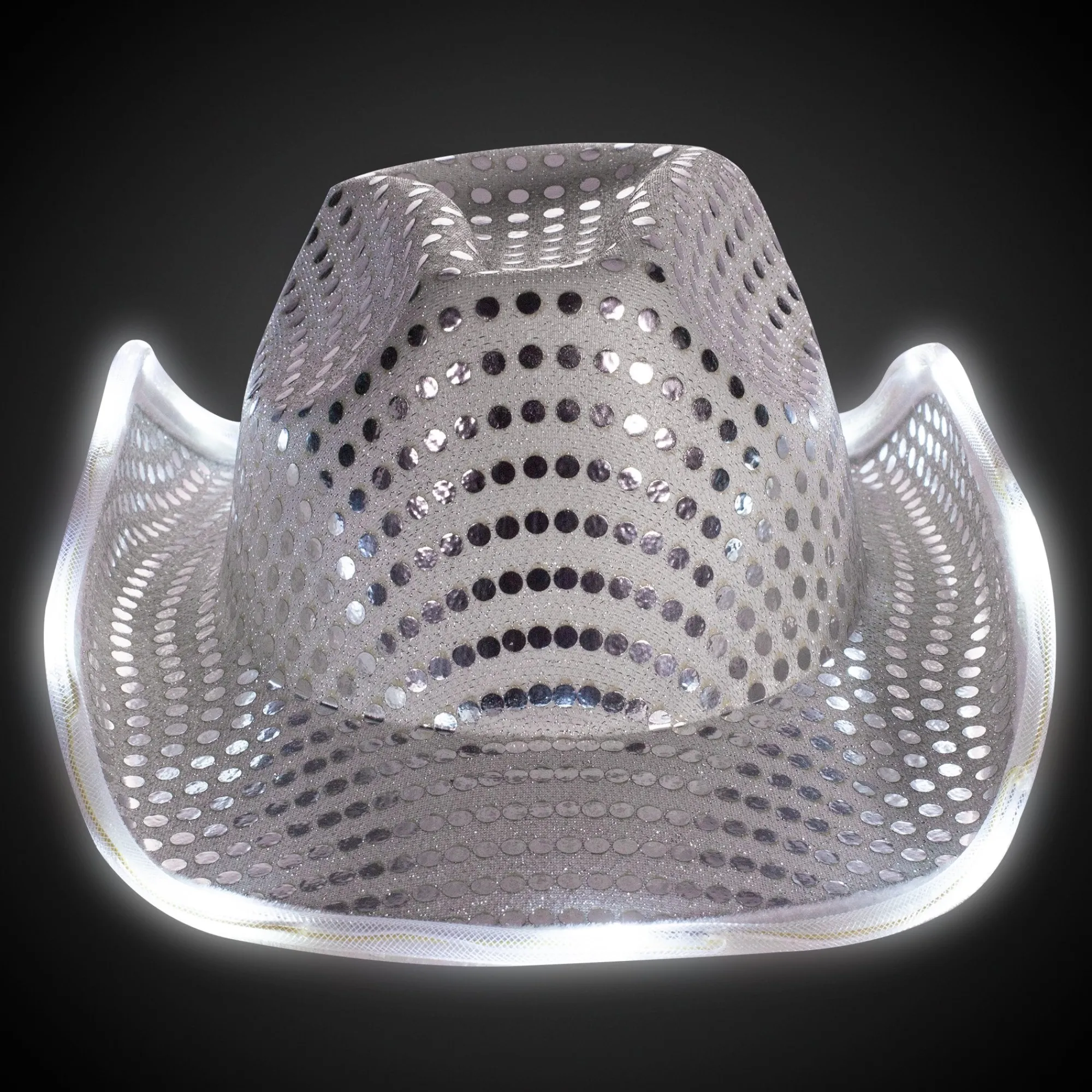 New Windy City Novelties LED Silver Sequin Cowboy Hat