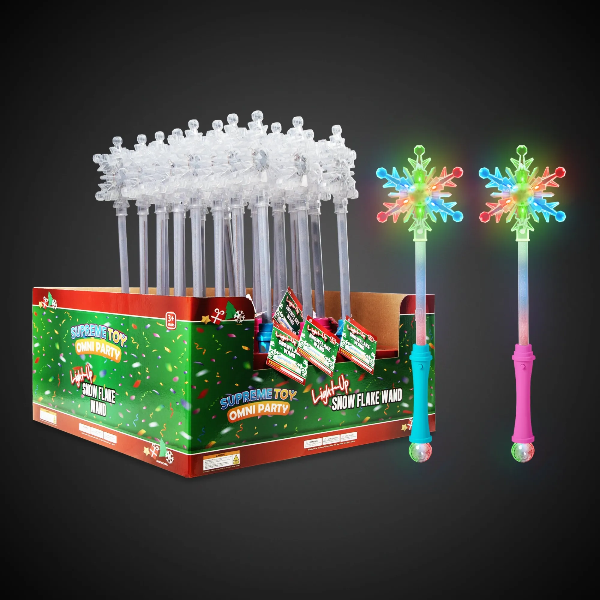 Outlet Windy City Novelties LED Snowflake Disco Ball 15" Wands Retail Display