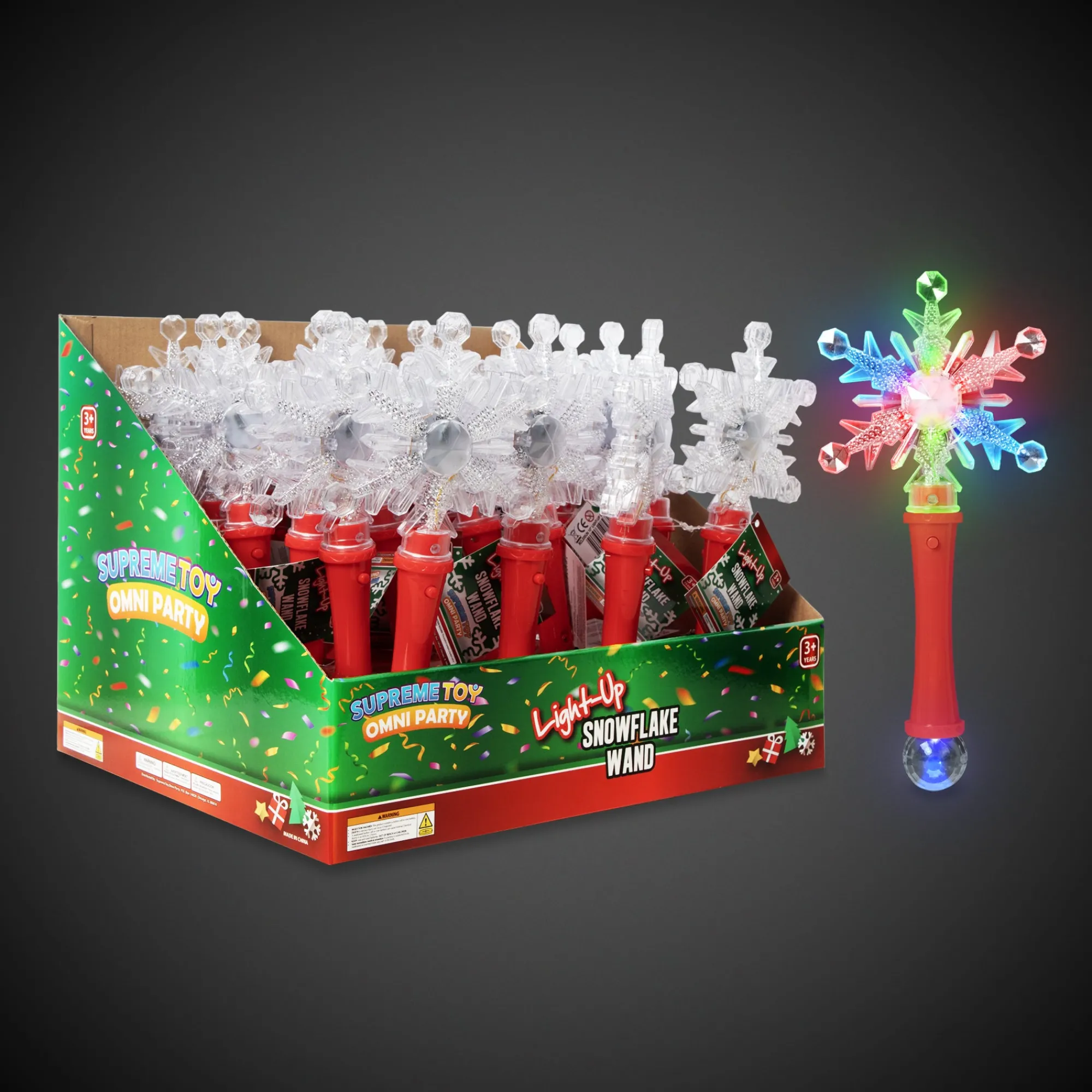 Hot Windy City Novelties LED Snowflake Disco Ball 10" Wands Retail Display