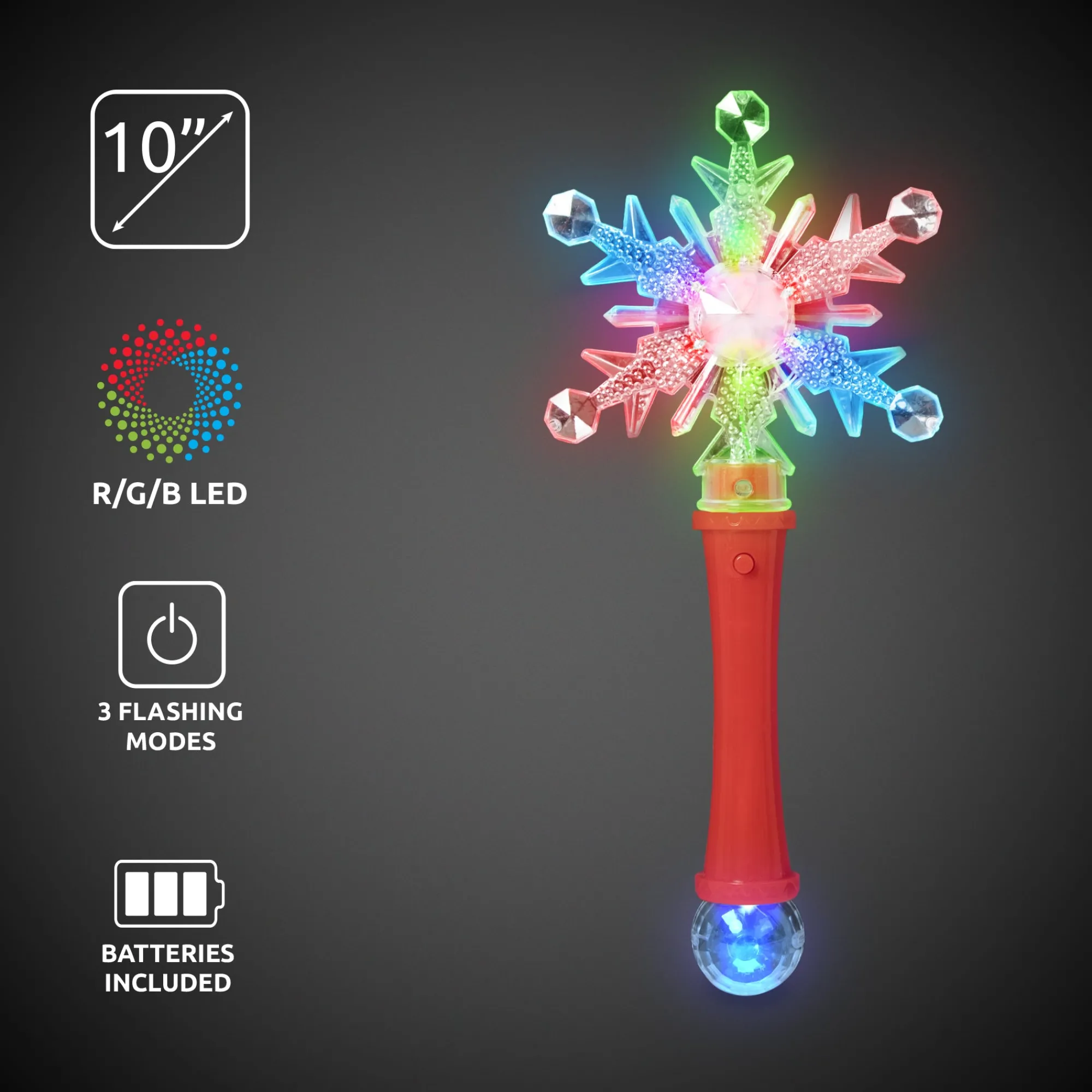 Hot Windy City Novelties LED Snowflake Disco Ball 10" Wands Retail Display