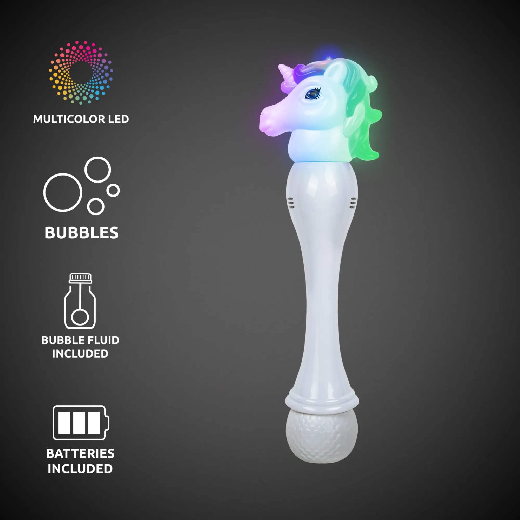 Windy City Novelties LED Unicorn Bubble Wand with Bubbles