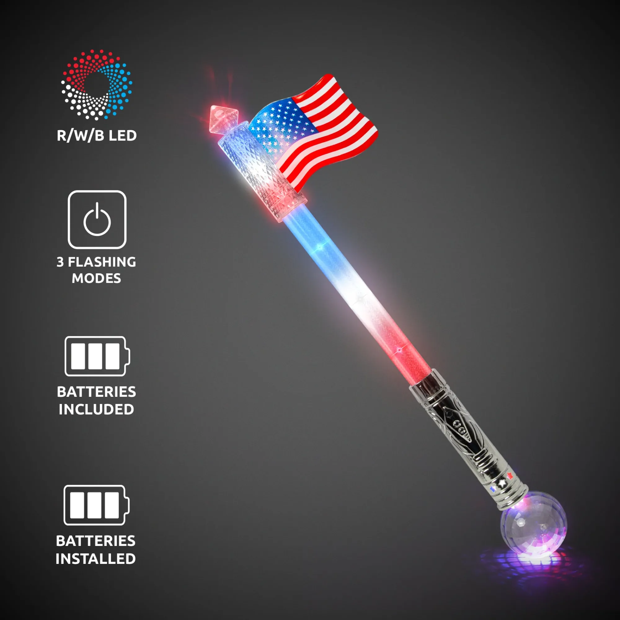 Hot Windy City Novelties LED USA Flag Wand