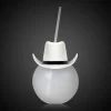 Best Windy City Novelties LED White Cowboy Hat 20 oz. Ball Cup with Straw