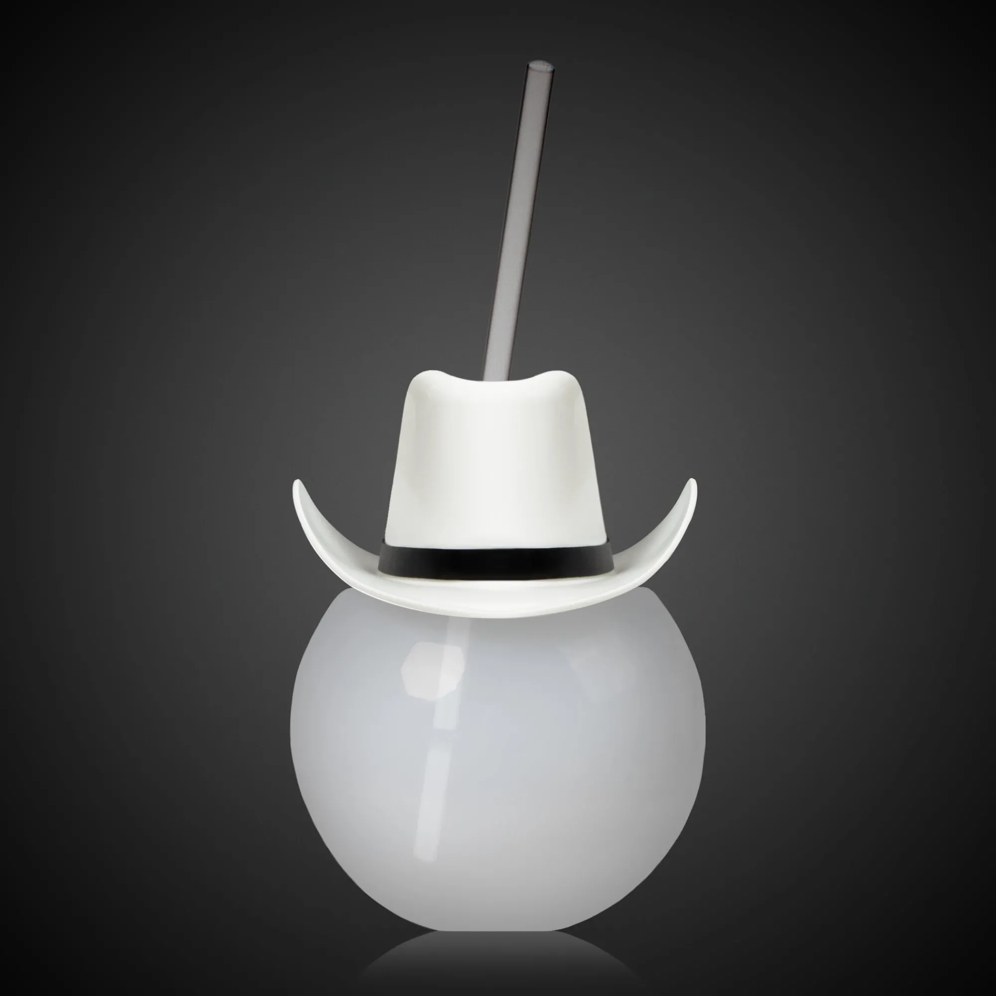 Best Windy City Novelties LED White Cowboy Hat 20 oz. Ball Cup with Straw