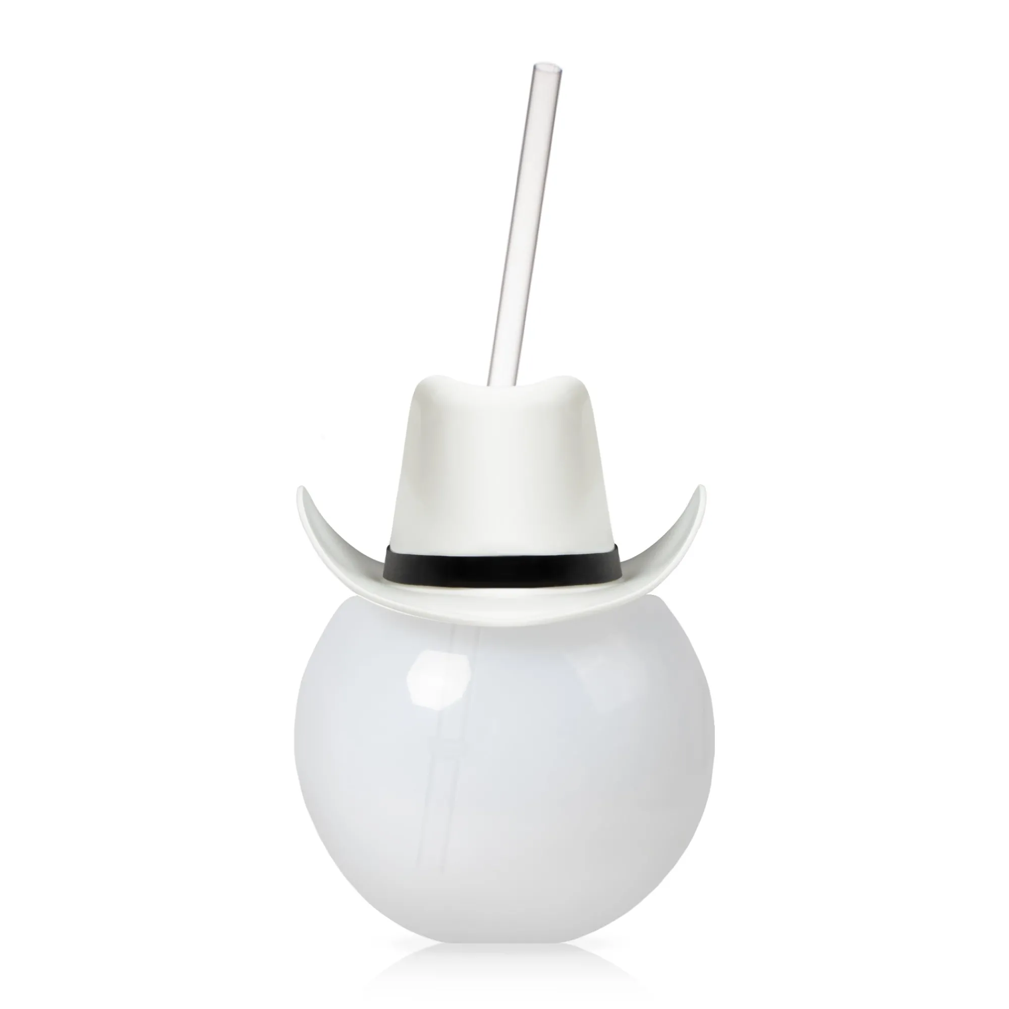 Best Windy City Novelties LED White Cowboy Hat 20 oz. Ball Cup with Straw