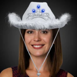 Online Windy City Novelties LED White Cowboy Hat with Tiara
