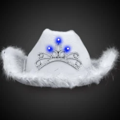 Online Windy City Novelties LED White Cowboy Hat with Tiara