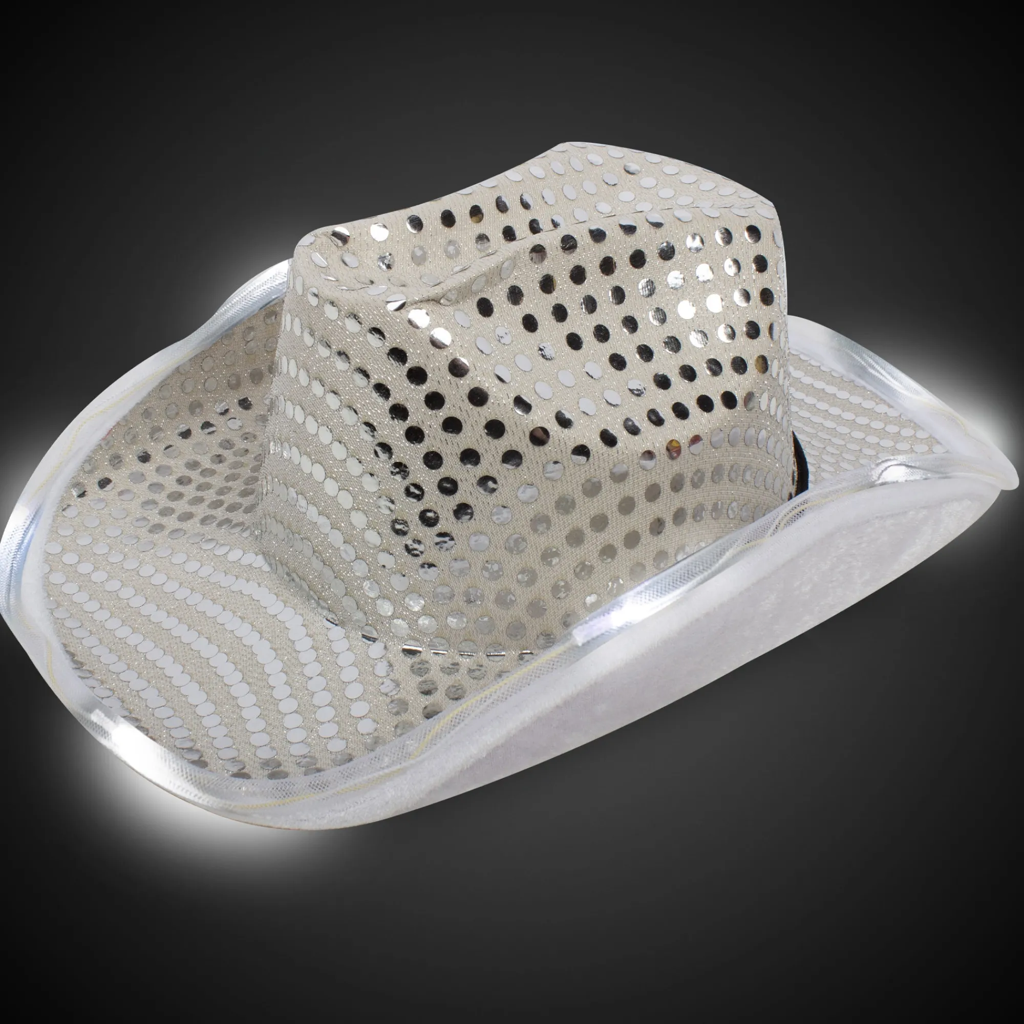Clearance Windy City Novelties LED Sequin Cowboy Hat White