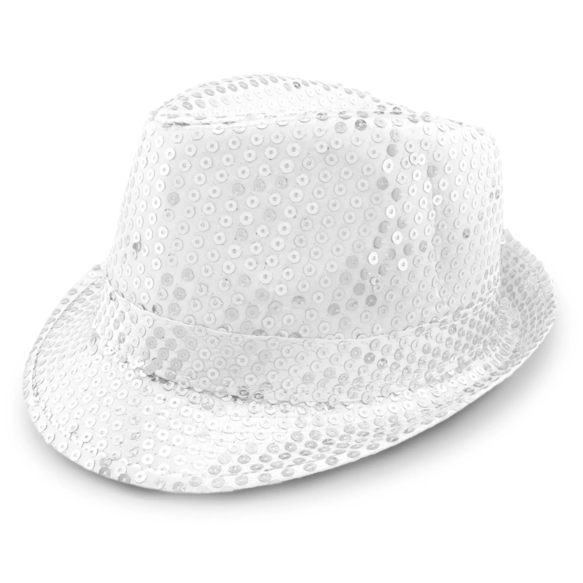 New Windy City Novelties LED White Sequin Fedora Hat