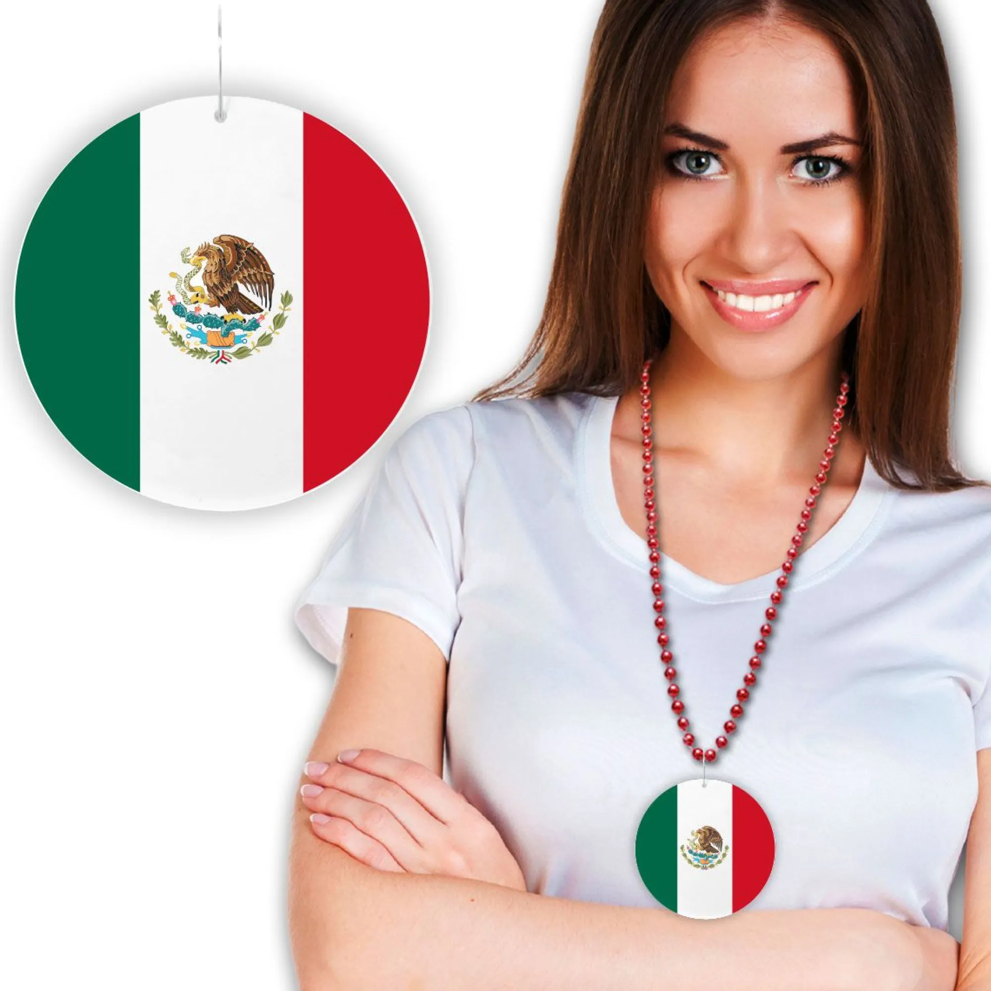 Hot Windy City Novelties Mexican Flag Plastic 2 1/2" Medallion