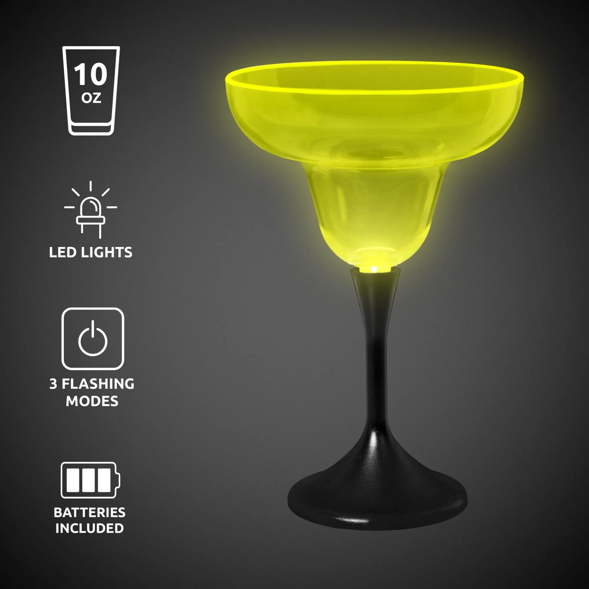 Hot Windy City Novelties Neon LED 10 oz. Margarita Glass Yellow