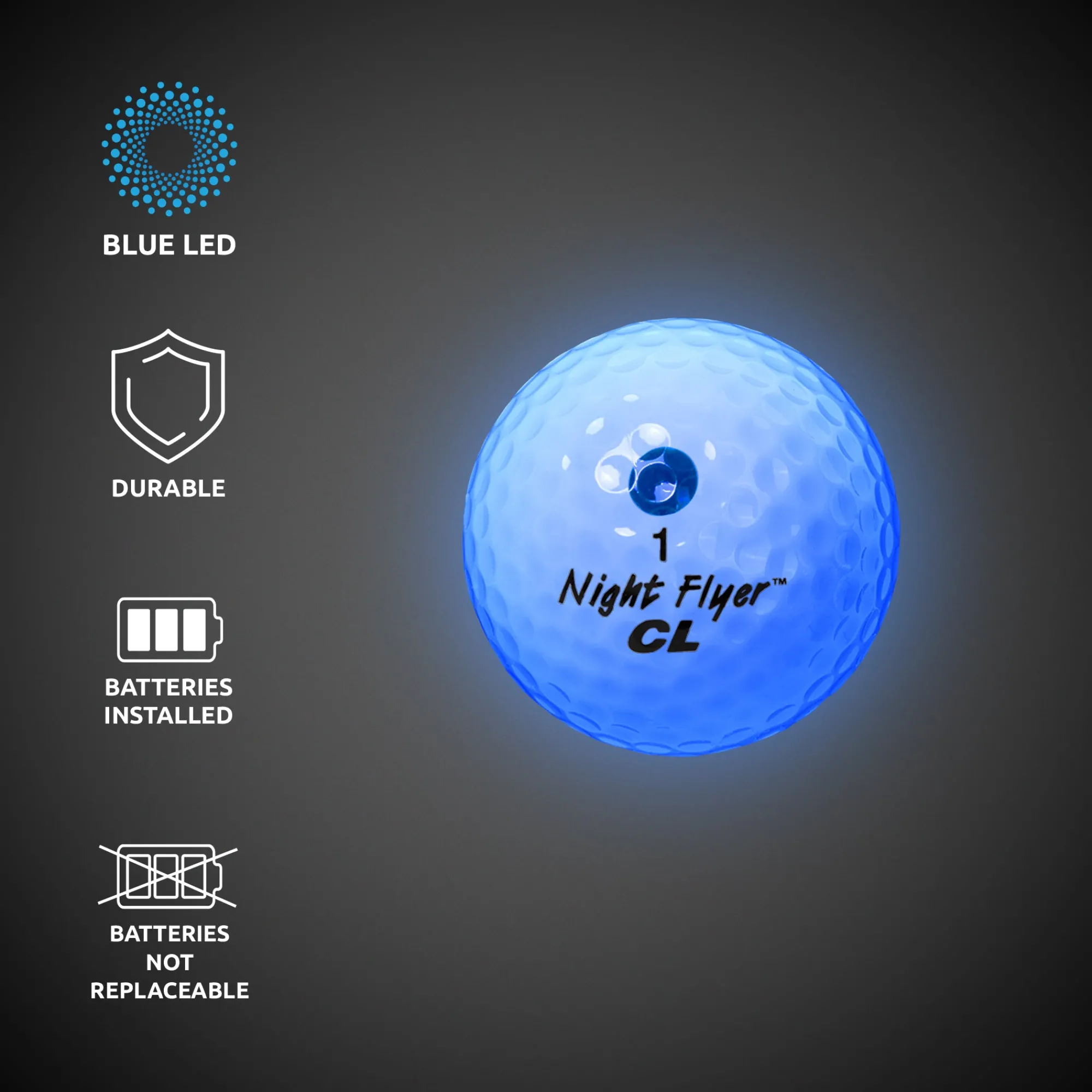 Windy City Novelties Night Flyer LED Blue Constant-On Golf Ball