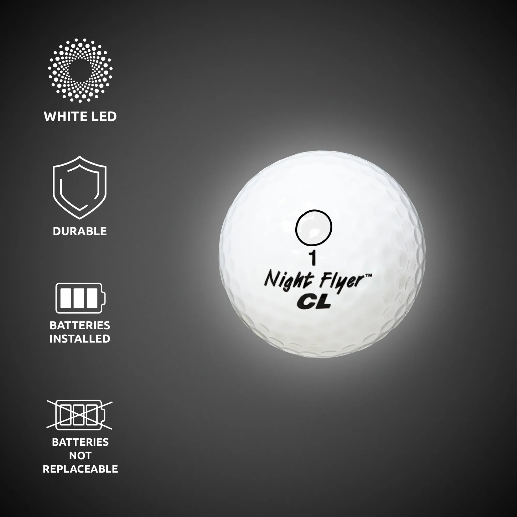 Best Windy City Novelties Night Flyer LED White Constant-On Golf Ball