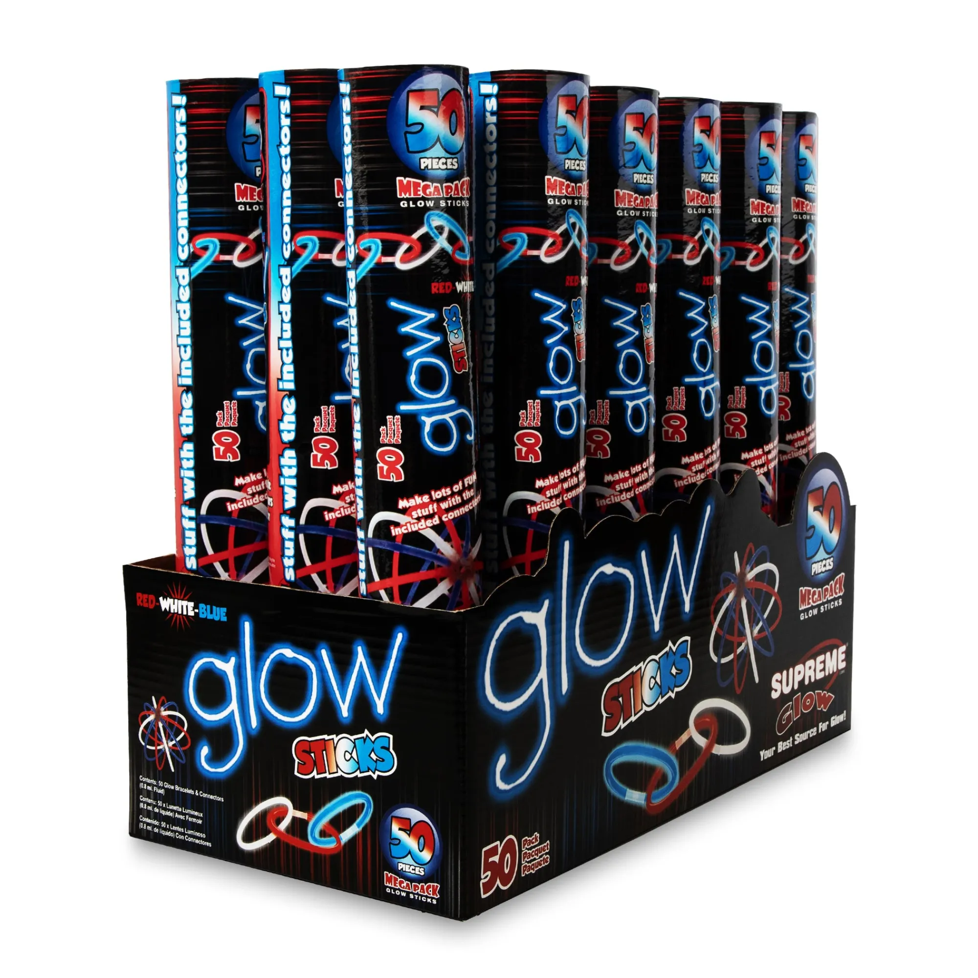 Best Windy City Novelties Patriotic Glow Bracelets Retail Counter Display
