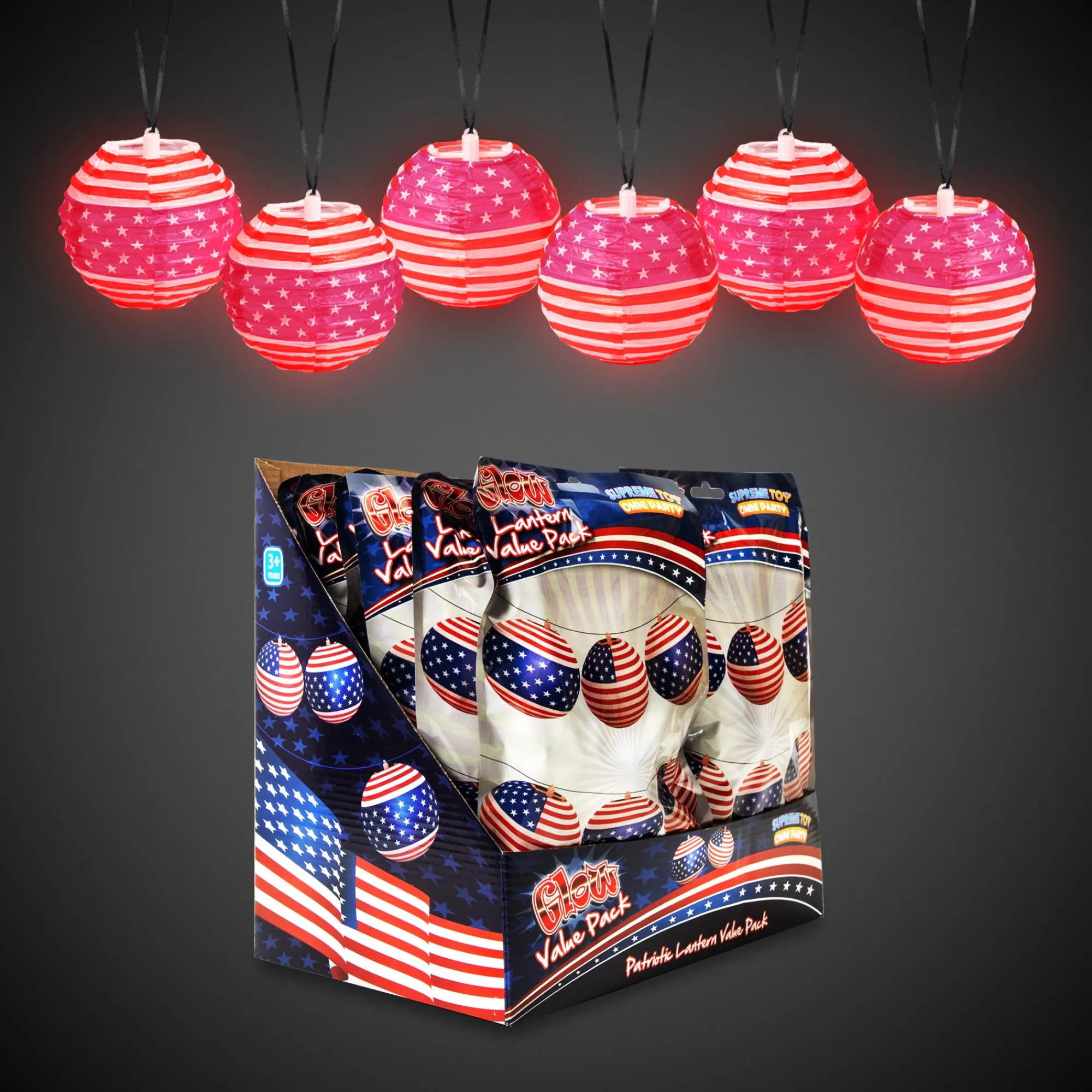Online Windy City Novelties Patriotic Glow Lanterns Retail Display