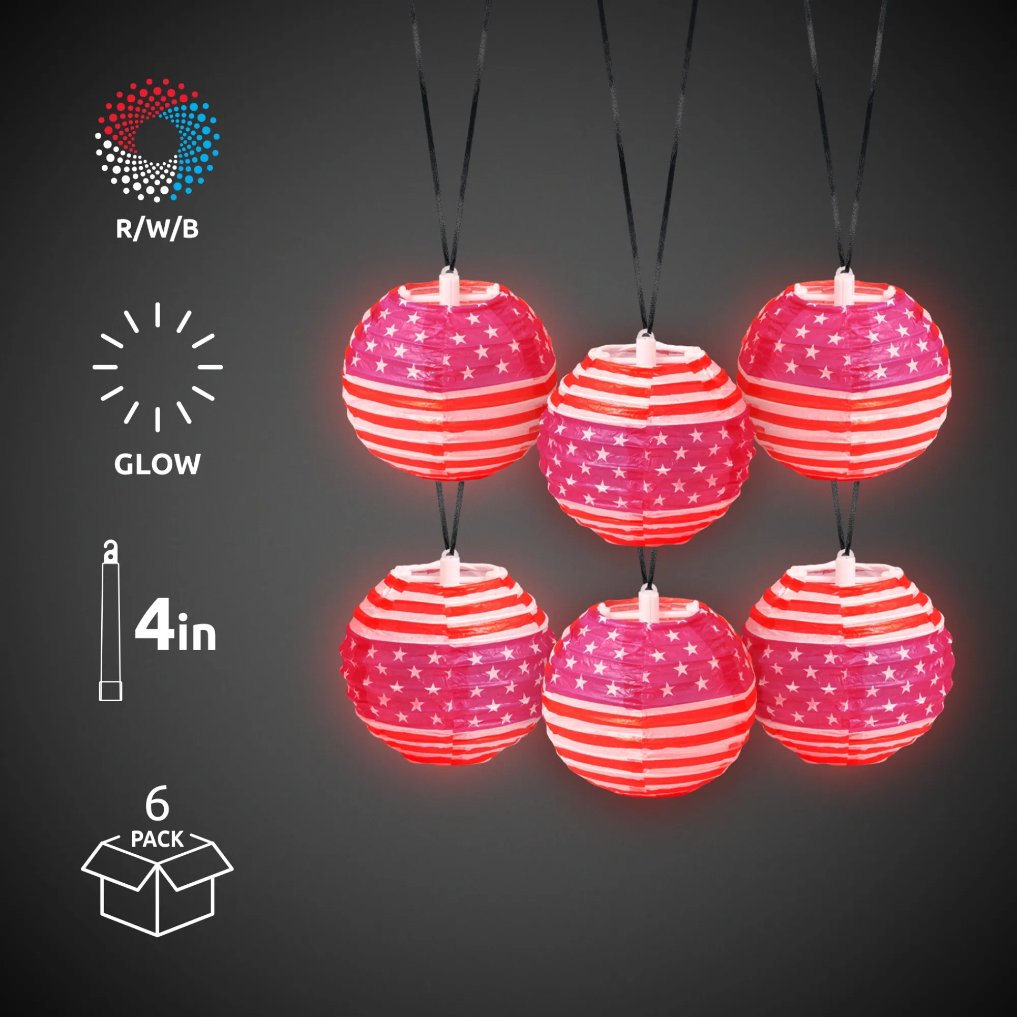 Online Windy City Novelties Patriotic Glow Lanterns Retail Display