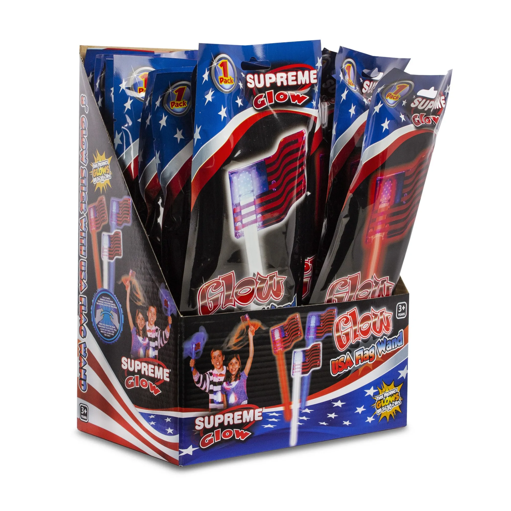 Clearance Windy City Novelties Patriotic Glow USA Flags Retail Counter Display