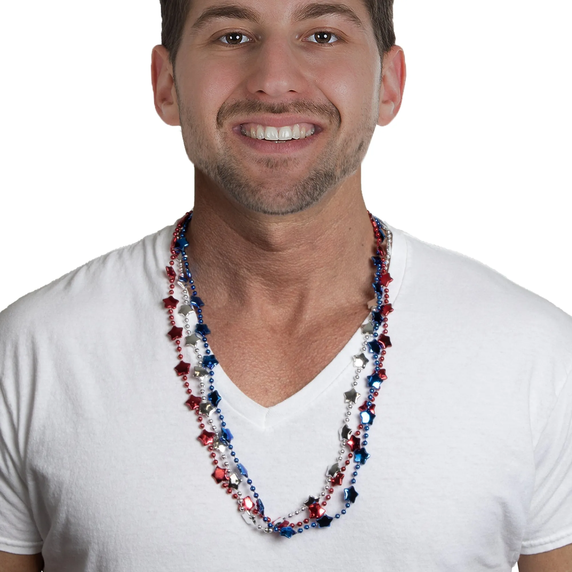 New Windy City Novelties Patriotic Star Bead 33" Necklaces